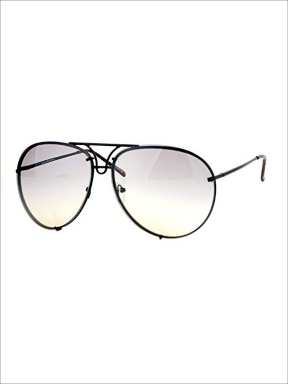 Oversized Round Pilot Sunglasses Gradient Lens Metal Rims Spring Hinge UV400